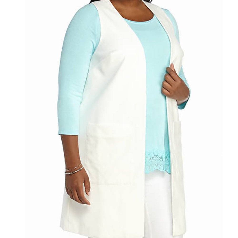 Kaari Blue M Size Woven Duster Vest
